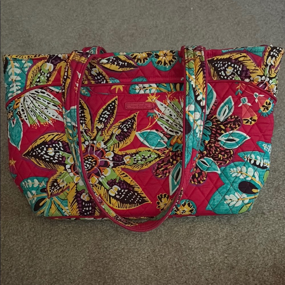 Vera Bradley Red and Yellow Quilted Tote Bag